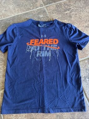 Under Armour Navy Short-Sleeve 'Feared the Rim' Graphic Tee with Orange Accent